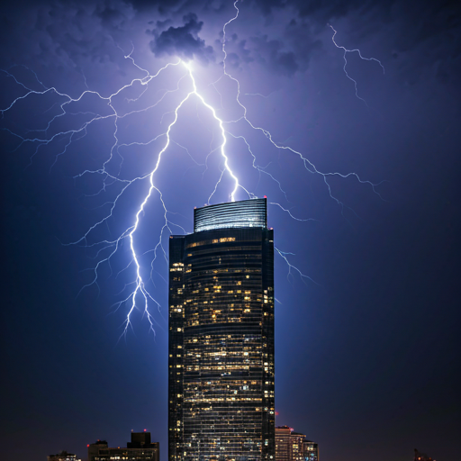 Lightning strike on skyscraper